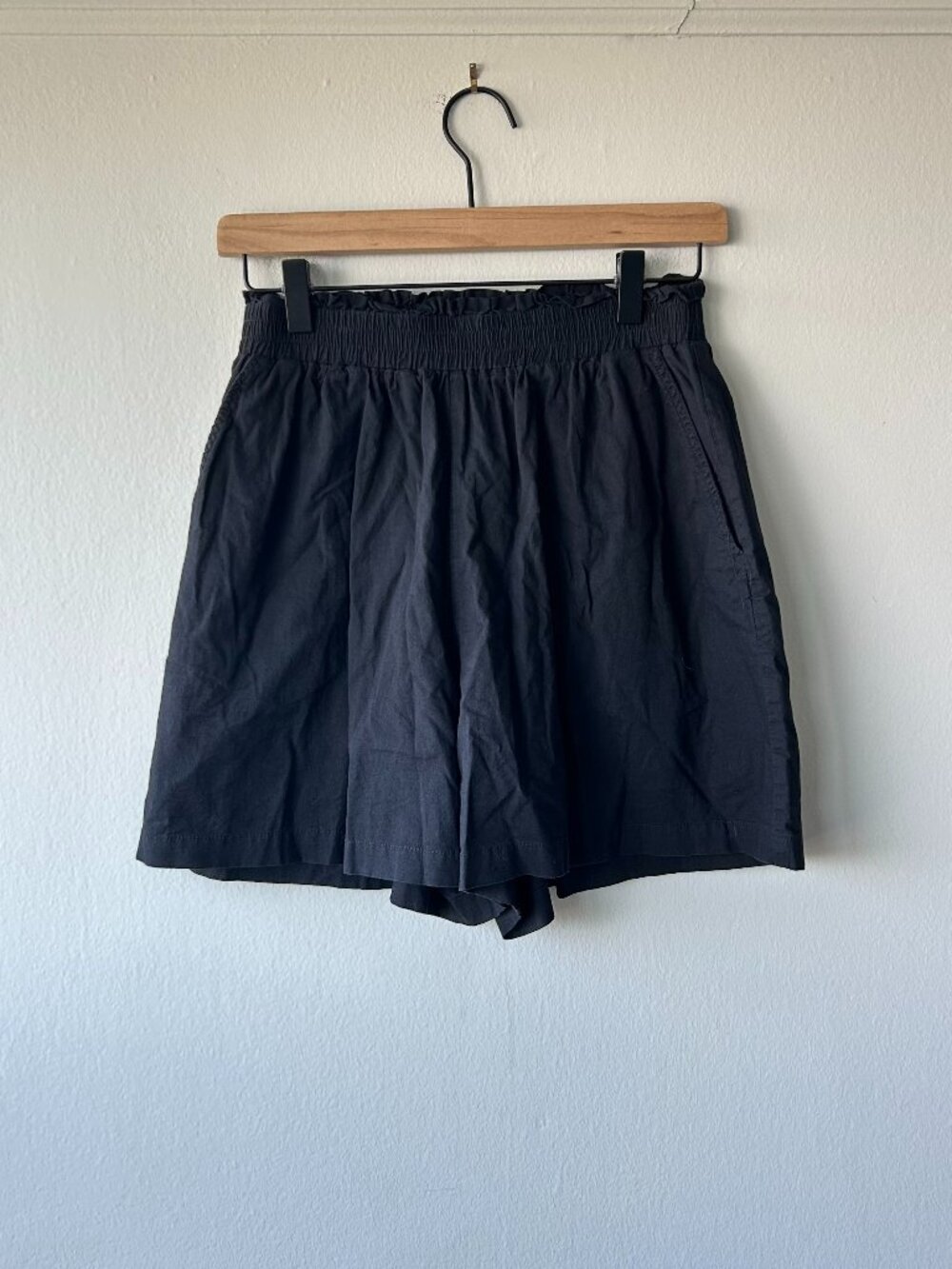 Modern Citizen Paperbag Waist Pull-On Organic Cotton Black Shorts Size S - Picture 2 of 9